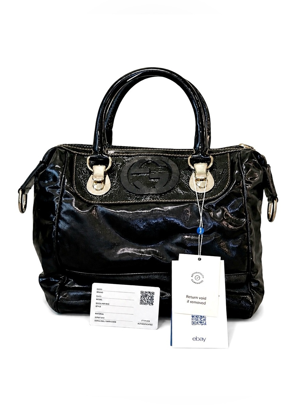 GUCCI Dialux Snow Glam Boston Bowler Bag W/ COA